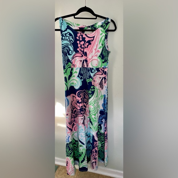 Talbots Multicolor Sleeveless Paisley Print Twist Back Maxi Dress, size small - Picture 3 of 11